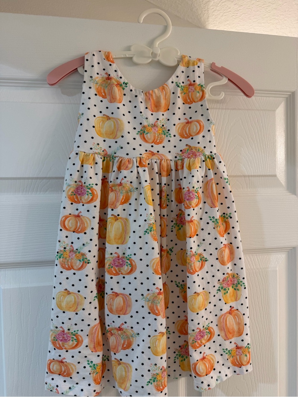 Girls Pumpkin Floral Polka Dot Sleeveless Dress Fall Size 4T-5T